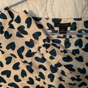 Ann Taylor Boatneck Heart Blouse